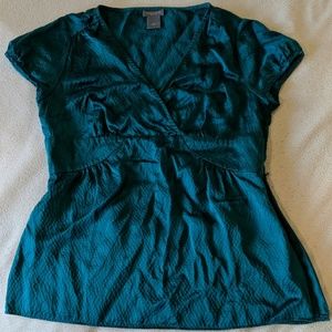 Pine green silk top from Ann Taylor, 2P